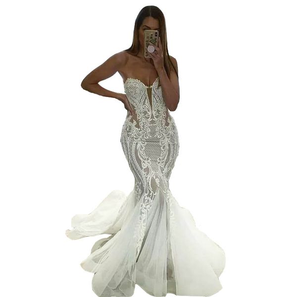 illusion bodice sweertheart mermaid wedding dresses fishbone pearls wedding dress applique lace mermaid bridal dresses, White
illusion bodice sweertheart mermaid wedding dresses fishbone pearls wedding dress applique lace mermaid bridal dresses, White