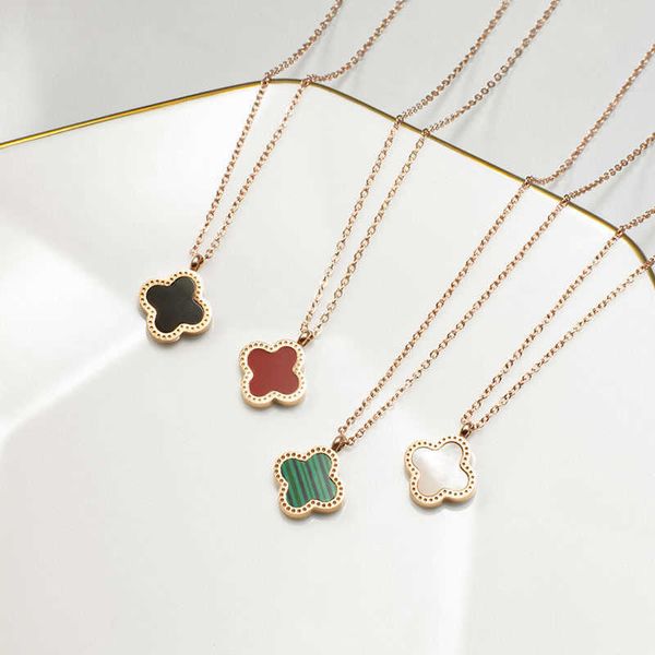korean version simple double-sided four leaf clover necklace for women 18k rose gold titanium steel non fading jewelry popular collarbone, Silver
korean version simple double-sided four leaf clover necklace for women 18k rose gold titanium steel non fading jewelry popular collarbone, Silver