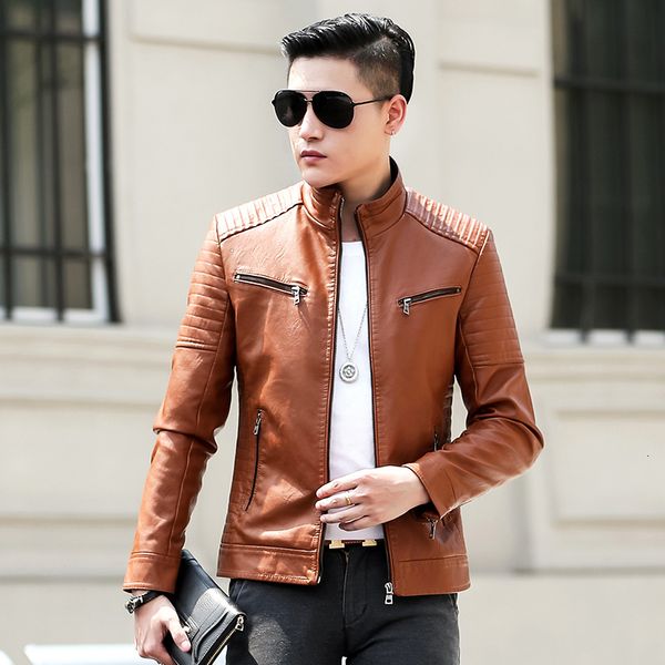 men's leather faux leather brand coat men casual biker zipper jackets male men's leather jacket brand slim fit motorcycle leather, Black
men's leather faux leather brand coat men casual biker zipper jackets male men's leather jacket brand slim fit motorcycle leather, Black