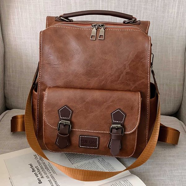 wr 2023 trendy women's backpack vintage pu leather daypack brown mochilas para mujer casual travel bag retro student school 230223
wr 2023 trendy women's backpack vintage pu leather daypack brown mochilas para mujer casual travel bag retro student school 230223