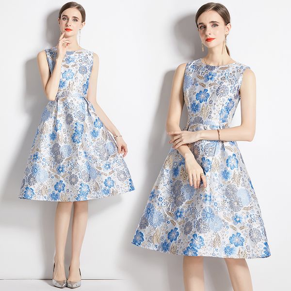 2023 vintage jacquard vest dress summer women designer sleeveless ballgown elegant dresses ladies office chic slim loose big swing frocks co, Black;gray
2023 vintage jacquard vest dress summer women designer sleeveless ballgown elegant dresses ladies office chic slim loose big swing frocks co, Black;gray