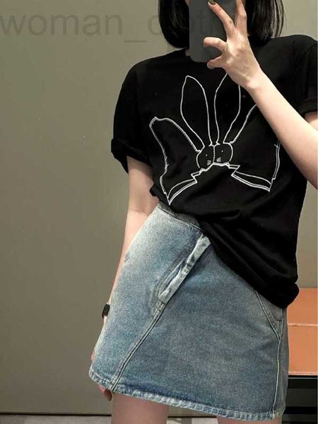 women's t-shirt designer exclusive soft cute and artistic three-dimensional rabbit embroidery loose round neck short sleeve t-shirt for, White
women's t-shirt designer exclusive soft cute and artistic three-dimensional rabbit embroidery loose round neck short sleeve t-shirt for, White