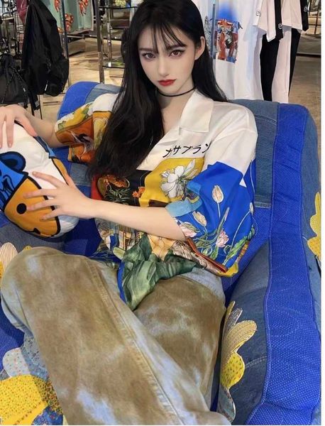 23ss new casablanca hawaii beach shirt men and women fashion melancholy artist oil painting japanese style short sleeve shirt, White;black
23ss new casablanca hawaii beach shirt men and women fashion melancholy artist oil painting japanese style short sleeve shirt, White;black