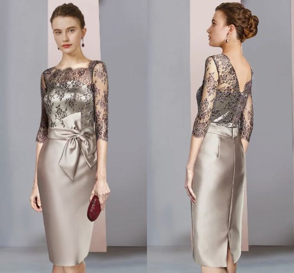sheath mother of the bride dress 2023 elegant knee length satin lace half sleeve with bow wedding guest party gowns khaki, Black;red
sheath mother of the bride dress 2023 elegant knee length satin lace half sleeve with bow wedding guest party gowns khaki, Black;red