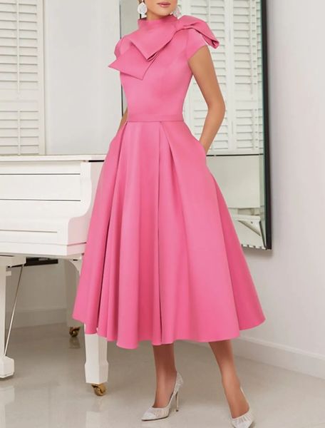 pink a-line mother of the bride dress 2023 wedding guest party gowns elegant high neck tea length satin short sleeve robe de soiree, Black;red
pink a-line mother of the bride dress 2023 wedding guest party gowns elegant high neck tea length satin short sleeve robe de soiree, Black;red