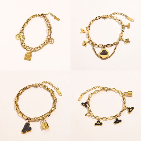 classic chain bracelets women bangle designer bracelet 18k gold plated stainless steel crystal lovers gift wristband cuff designer jewelry n, Black
classic chain bracelets women bangle designer bracelet 18k gold plated stainless steel crystal lovers gift wristband cuff designer jewelry n, Black