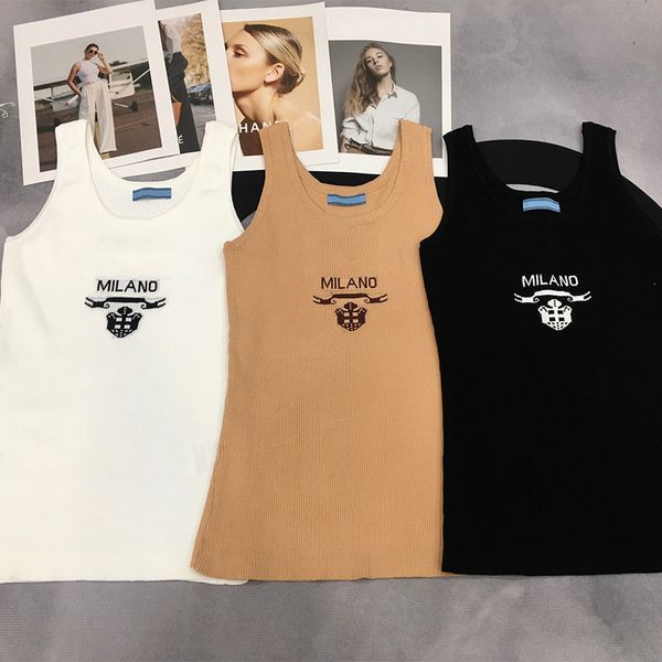 designer sleeveless sweater women solid color base knitted tshirt classic leisure summer round neck slim knitwear jumper, White;black
designer sleeveless sweater women solid color base knitted tshirt classic leisure summer round neck slim knitwear jumper, White;black