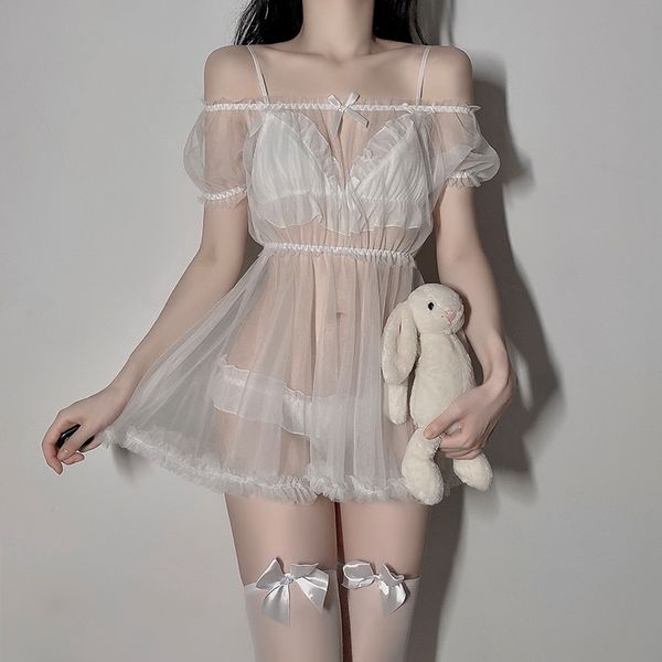 set girls lingerie transparent cute lolita dress erotic mesh nightdress ladies sensual see through underwear bra 3-piece outfit 230228, Red;black
set girls lingerie transparent cute lolita dress erotic mesh nightdress ladies sensual see through underwear bra 3-piece outfit 230228, Red;black