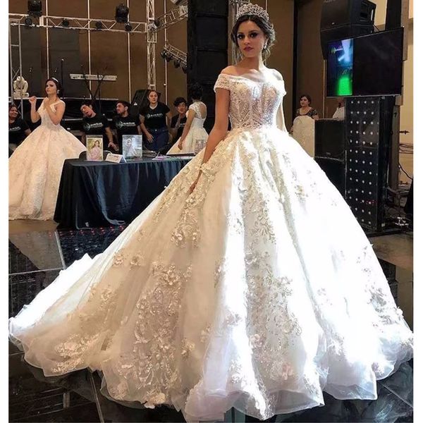 off the shoulder ball gown wedding dresses new lace applique sweep strain tull bridal dress wedding gowns custom made, White
off the shoulder ball gown wedding dresses new lace applique sweep strain tull bridal dress wedding gowns custom made, White