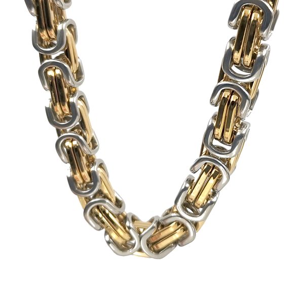 8mm 18-40inch mens necklace byzantine chain stainless steel large huge jewelry golden with silver two tone
8mm 18-40inch mens necklace byzantine chain stainless steel large huge jewelry golden with silver two tone