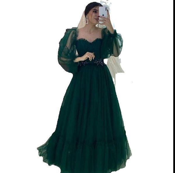 2023 green prom dresses sweetheart neck puffy long sleeves fairy tulle formal evening gowns night party, Black
2023 green prom dresses sweetheart neck puffy long sleeves fairy tulle formal evening gowns night party, Black