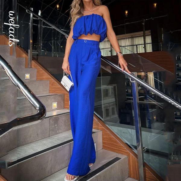 women s two piece pants wefad set summer solid strapless pleated backless high waist tube loose wide legs sets streetwear 230228, White
women s two piece pants wefad set summer solid strapless pleated backless high waist tube loose wide legs sets streetwear 230228, White