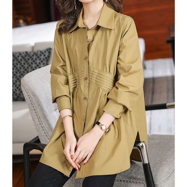 women's blouses shirts korean loose female solid color polo-neck shirt spring women's clothing casual folds spliced vintage button, White
women's blouses shirts korean loose female solid color polo-neck shirt spring women's clothing casual folds spliced vintage button, White