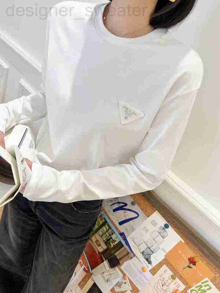 women's t-shirt designer new autumn and winter triangle logo round neck solid color basic versatility show thin loose bottom t-shirt lo, White
women's t-shirt designer new autumn and winter triangle logo round neck solid color basic versatility show thin loose bottom t-shirt lo, White