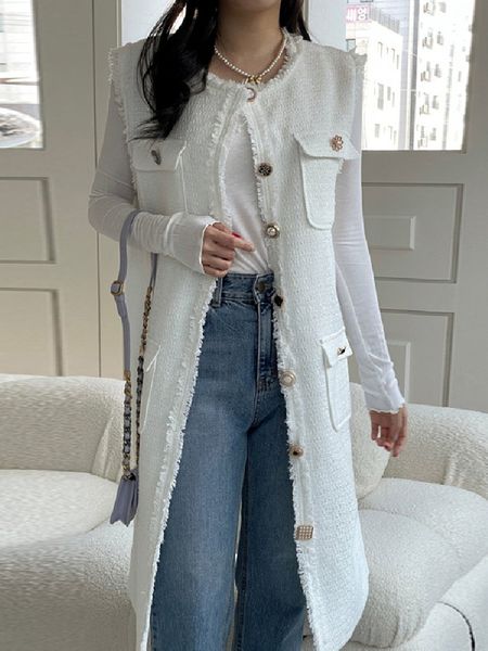 women s vests korean chic temperament all match round neck single breasted fringed fringe loose multi pocket long vest coat women clothes 23, Black;white
women s vests korean chic temperament all match round neck single breasted fringed fringe loose multi pocket long vest coat women clothes 23, Black;white