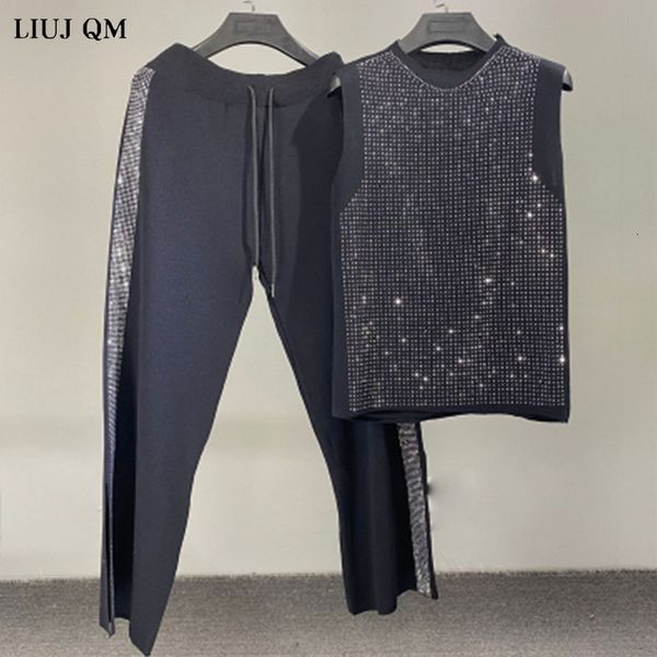 womens two piece pants summer korean fashion heavy industry drilling vest knitted asual wide leg pants two piece set tracksuit women 230228, White
womens two piece pants summer korean fashion heavy industry drilling vest knitted asual wide leg pants two piece set tracksuit women 230228, White