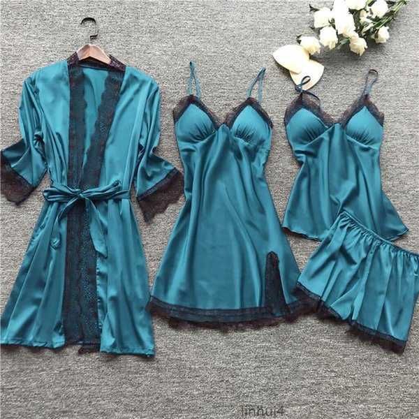 women's sleepwear 4pc silk robe sleep suit womens lace satin pajamas gown set v-neck cami nighties wear pijama female spring home night, Black;red
women's sleepwear 4pc silk robe sleep suit womens lace satin pajamas gown set v-neck cami nighties wear pijama female spring home night, Black;red