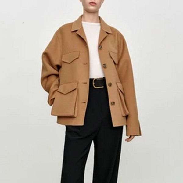 women's wool blend notched doublesided coat single breasted long sleeve ladies fashion jacket outerwear 230227, Black
women's wool blend notched doublesided coat single breasted long sleeve ladies fashion jacket outerwear 230227, Black