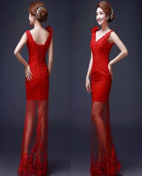 red chinese wedding dresses sheath column deep v neck sleeveless lace appliques laceup back sheer skirt bridal gowns with handmad5112838, White
red chinese wedding dresses sheath column deep v neck sleeveless lace appliques laceup back sheer skirt bridal gowns with handmad5112838, White