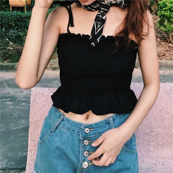 pcs moq size korean women's clothing summer new tied with wood ear elastic fold wrapped chest small sling vestej, White
pcs moq size korean women's clothing summer new tied with wood ear elastic fold wrapped chest small sling vestej, White