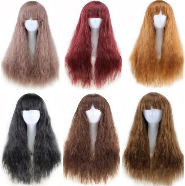 28-inch long voluminous corn-curl wig with fringe versatile styles wavy texture express your style and boost your confidence, Black
28-inch long voluminous corn-curl wig with fringe versatile styles wavy texture express your style and boost your confidence, Black