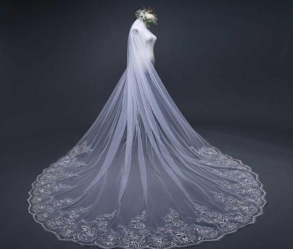 4m onelayer women trailing cathedral long wedding veil embroidered floral lace applique scalloped trim bridal veil with comb x0726906373, Slivery;golden
4m onelayer women trailing cathedral long wedding veil embroidered floral lace applique scalloped trim bridal veil with comb x0726906373, Slivery;golden
