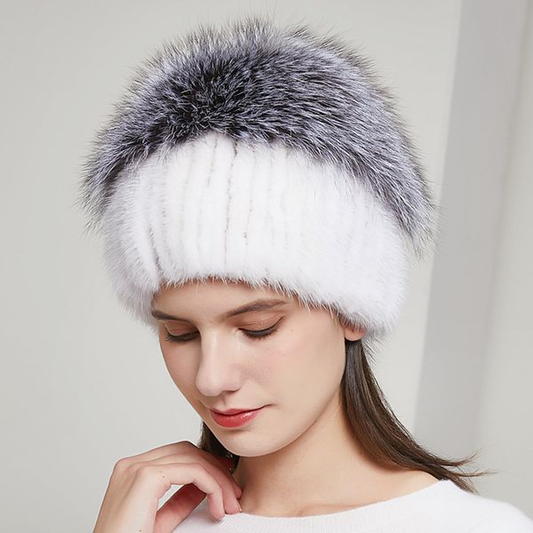 women's real mink fur hat knitted cap beanie ski warm outdoor skull hat w silver fox ball pom, Blue;gray
women's real mink fur hat knitted cap beanie ski warm outdoor skull hat w silver fox ball pom, Blue;gray