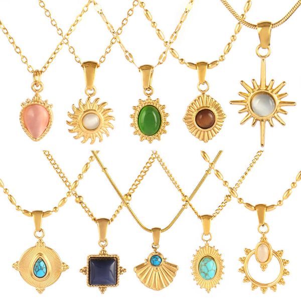 pendant necklaces stainless steel necklaces for women luxury turquoise charms necklaces vintage natural stone pendant chain necklaces jewelr, Silver
pendant necklaces stainless steel necklaces for women luxury turquoise charms necklaces vintage natural stone pendant chain necklaces jewelr, Silver