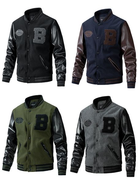 fashion men color block cotton embroidery patch baseball letterman varsity jacket, Black;brown
fashion men color block cotton embroidery patch baseball letterman varsity jacket, Black;brown