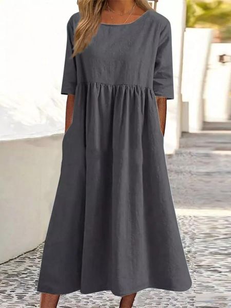 dresses 2023 summer cotton linen women's dress oversize grey oneck short sleeves dresses female elegant casual loose ladies clothes, Black;gray
dresses 2023 summer cotton linen women's dress oversize grey oneck short sleeves dresses female elegant casual loose ladies clothes, Black;gray