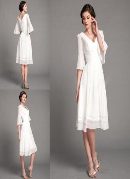 2019 chiffon beaded knee length short wedding dresses v neck half sleeves zipper back bridal gowns9997109, White
2019 chiffon beaded knee length short wedding dresses v neck half sleeves zipper back bridal gowns9997109, White
