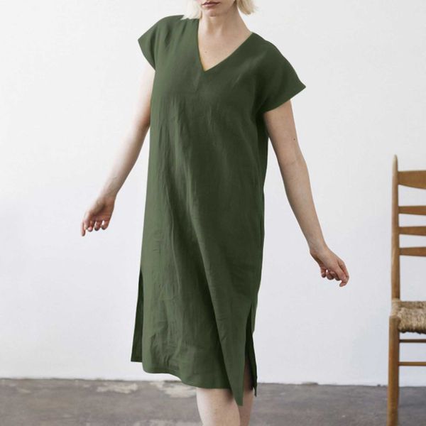 women's solid long dress v neck cotton linen sleeveless beach dresses ladies holiday oversized vintage elegant dress vestidos, Black;gray
women's solid long dress v neck cotton linen sleeveless beach dresses ladies holiday oversized vintage elegant dress vestidos, Black;gray
