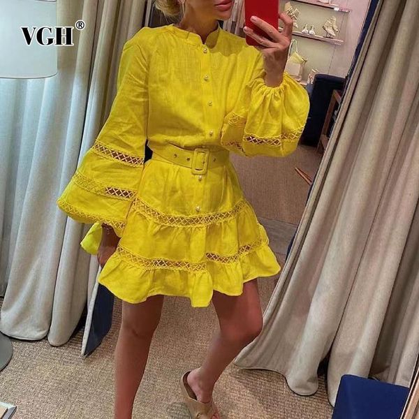 dresses vgh elegant cut out belt dress for women stand collar lantern long sleeve casual loose mini dresses female 2021 autumn style new, Black;gray
dresses vgh elegant cut out belt dress for women stand collar lantern long sleeve casual loose mini dresses female 2021 autumn style new, Black;gray