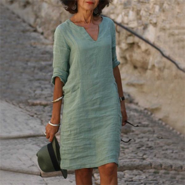 cotton linen dress women summer short sleeve holiday v neck solid color mini dresses vintage loose boho sundress dress vestidos, Black;gray
cotton linen dress women summer short sleeve holiday v neck solid color mini dresses vintage loose boho sundress dress vestidos, Black;gray