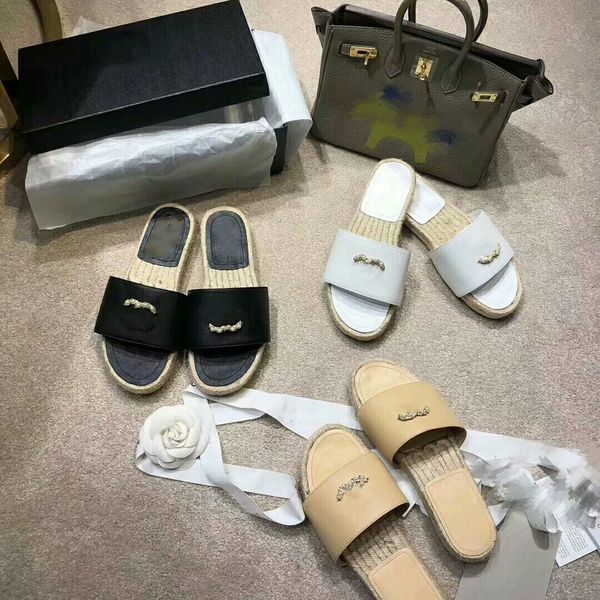 designer summer slippers platform casual sandals fashion pearls diamond buckle c logo straw flat bottom ladies fisherman shoes leather hemp, Black
designer summer slippers platform casual sandals fashion pearls diamond buckle c logo straw flat bottom ladies fisherman shoes leather hemp, Black