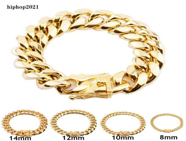 8mm10mm12mm14mm16mm18mm mens 18k gold plated stainless steel bracelets high polished miami cuban link punk curb gold bracelet6630360, Black
8mm10mm12mm14mm16mm18mm mens 18k gold plated stainless steel bracelets high polished miami cuban link punk curb gold bracelet6630360, Black