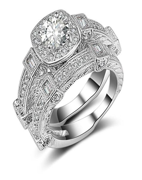 2 pieces ring set 4prong settings 18k white gold filled couple rings womens mens jewelry wedding bridal accessories size 6 7 8 929407299, Silver
2 pieces ring set 4prong settings 18k white gold filled couple rings womens mens jewelry wedding bridal accessories size 6 7 8 929407299, Silver