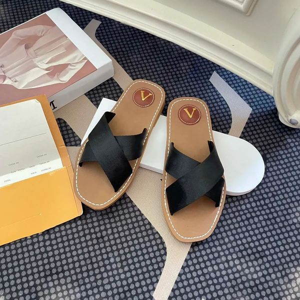 women flat slippers fashion cross-tied letter canvas slides summer designer sandals woody mules womens shoes eu42, Black
women flat slippers fashion cross-tied letter canvas slides summer designer sandals woody mules womens shoes eu42, Black