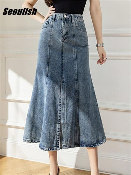 dresses seoulish 2022 new front split women's denim long skirts high wasit blue mermaid jeans skirts female chic aline fishtail skirts, White;black
dresses seoulish 2022 new front split women's denim long skirts high wasit blue mermaid jeans skirts female chic aline fishtail skirts, White;black