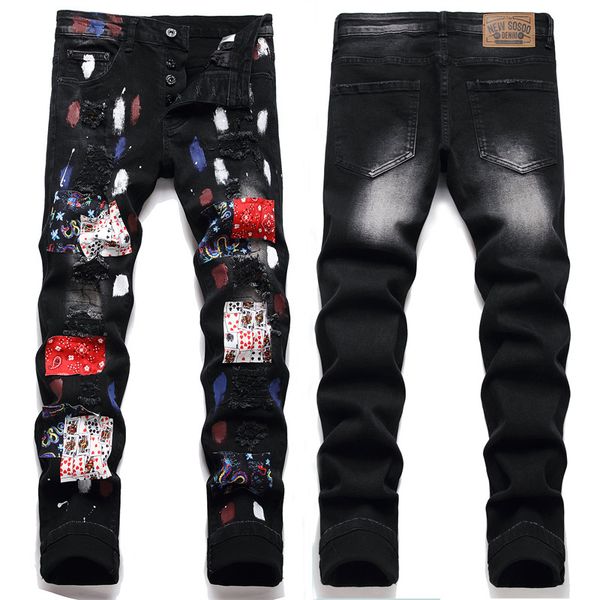 new designer mens jeans skinny pants casual luxury jeans men fashion distressed ripped slim motorcycle moto biker denim hip hop pants poker, Blue
new designer mens jeans skinny pants casual luxury jeans men fashion distressed ripped slim motorcycle moto biker denim hip hop pants poker, Blue