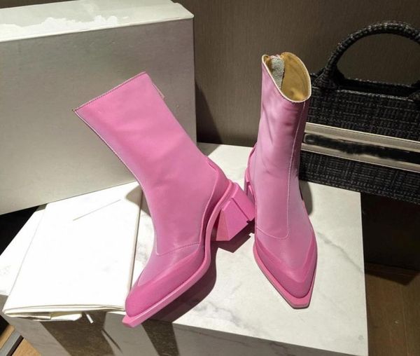 genuine leather pink high heel shoes women boots zip chunky boot woman shoe pointed toe black white botas winter7362472
genuine leather pink high heel shoes women boots zip chunky boot woman shoe pointed toe black white botas winter7362472
