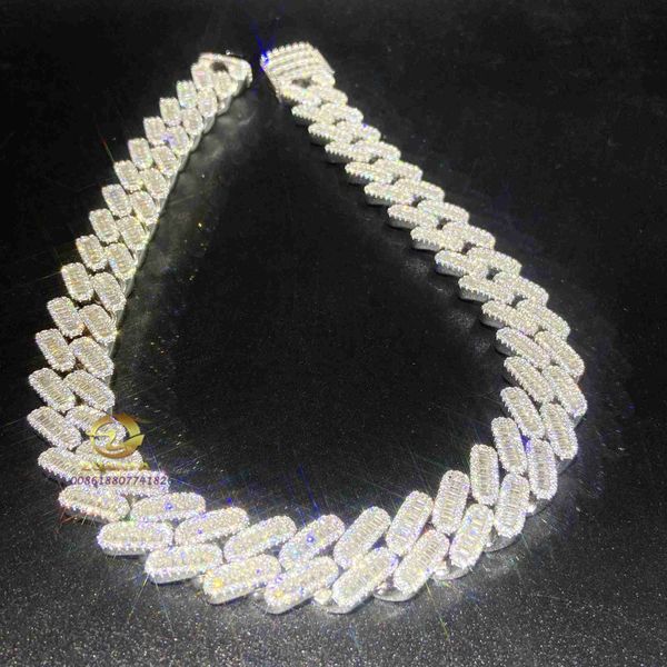 rose gold 2 tone plated 18mm baguette moissanite diamond tester vvs lab cuban link chain, Silver
rose gold 2 tone plated 18mm baguette moissanite diamond tester vvs lab cuban link chain, Silver