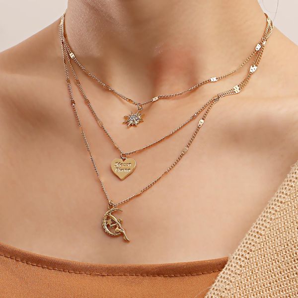 necklace fashion multi-layer gold retro love necklace niche design sense octahedral star clavicle chain fashion hand-made necklace designer, Silver
necklace fashion multi-layer gold retro love necklace niche design sense octahedral star clavicle chain fashion hand-made necklace designer, Silver