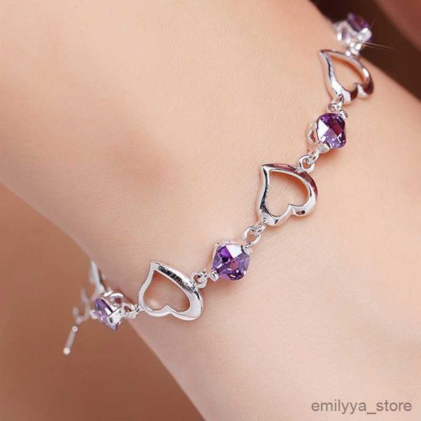 charm bracelets 925 sterling silver bracelet heart purple crystal zircon bracelet for woman party engagement jewelry gift, Golden;silver
charm bracelets 925 sterling silver bracelet heart purple crystal zircon bracelet for woman party engagement jewelry gift, Golden;silver