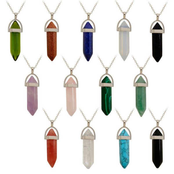 creative bullet crystal pendant necklace natural stone hexagonal column pendant fashion accessories with chain, Silver
creative bullet crystal pendant necklace natural stone hexagonal column pendant fashion accessories with chain, Silver