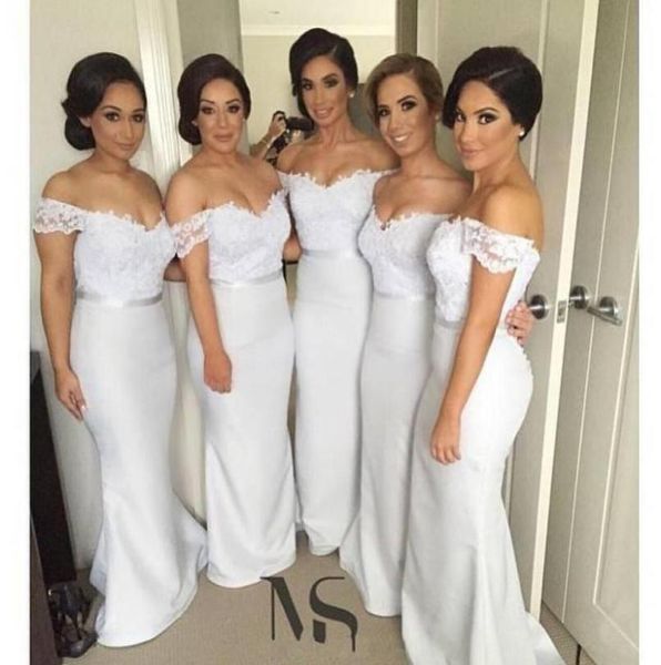 off the shoulder long lace bridemaids dresses mermaid formal evening gowns wedding party dresses for bridesmaid short sleeves6182019, White;pink
off the shoulder long lace bridemaids dresses mermaid formal evening gowns wedding party dresses for bridesmaid short sleeves6182019, White;pink