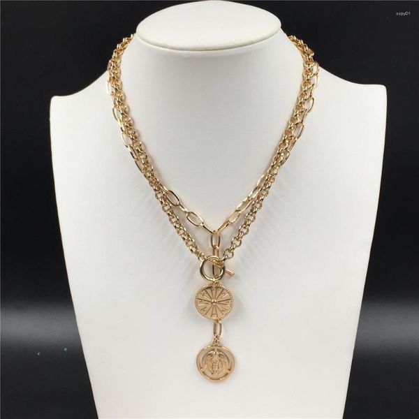 pendant necklaces trendy gold color graphic figure pattern coin layered necklace for women modern girl t/o bar enclosure, Silver
pendant necklaces trendy gold color graphic figure pattern coin layered necklace for women modern girl t/o bar enclosure, Silver