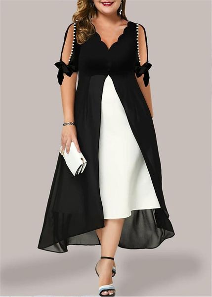 dresses women's gothic style fake two pieces splicing dresses elegant wave v neck hollow out fivepart sleeve ladies commuter dressy 5xl, Black;gray
dresses women's gothic style fake two pieces splicing dresses elegant wave v neck hollow out fivepart sleeve ladies commuter dressy 5xl, Black;gray
