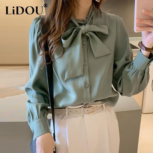 shirts spring autumn oversized elegant fashion satin bow buttons temperament shirt women long sleeve blusa solid loose allmatch blouse, White
shirts spring autumn oversized elegant fashion satin bow buttons temperament shirt women long sleeve blusa solid loose allmatch blouse, White