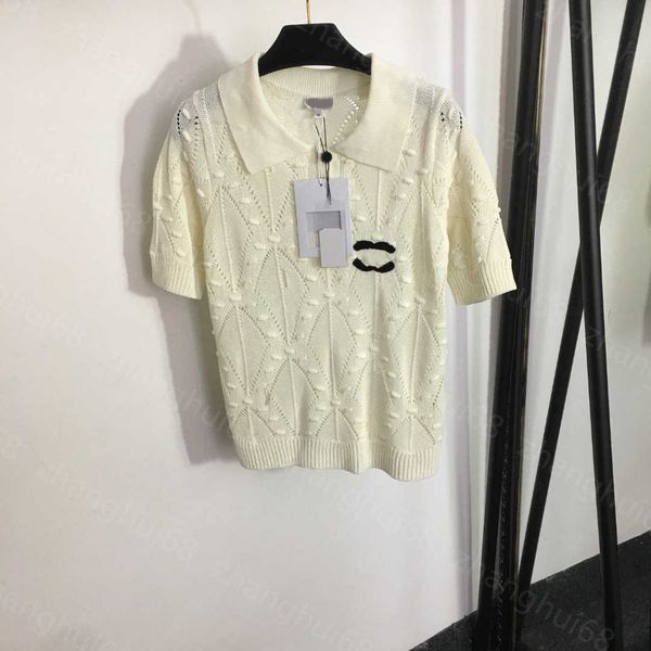 23ss womens knits womens designer clothing popetti polo neck short sleeve hollowed out sweater womens clothes, White
23ss womens knits womens designer clothing popetti polo neck short sleeve hollowed out sweater womens clothes, White